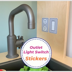Play Kitchen Stickers Decal, Outlet & Light Switch Sticker, Fits on Ikea Duktig, Gray Version