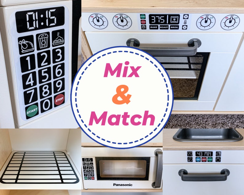 Play Kitchen Stickers Decal Set Mix and Match Fits on Ikea Etsy