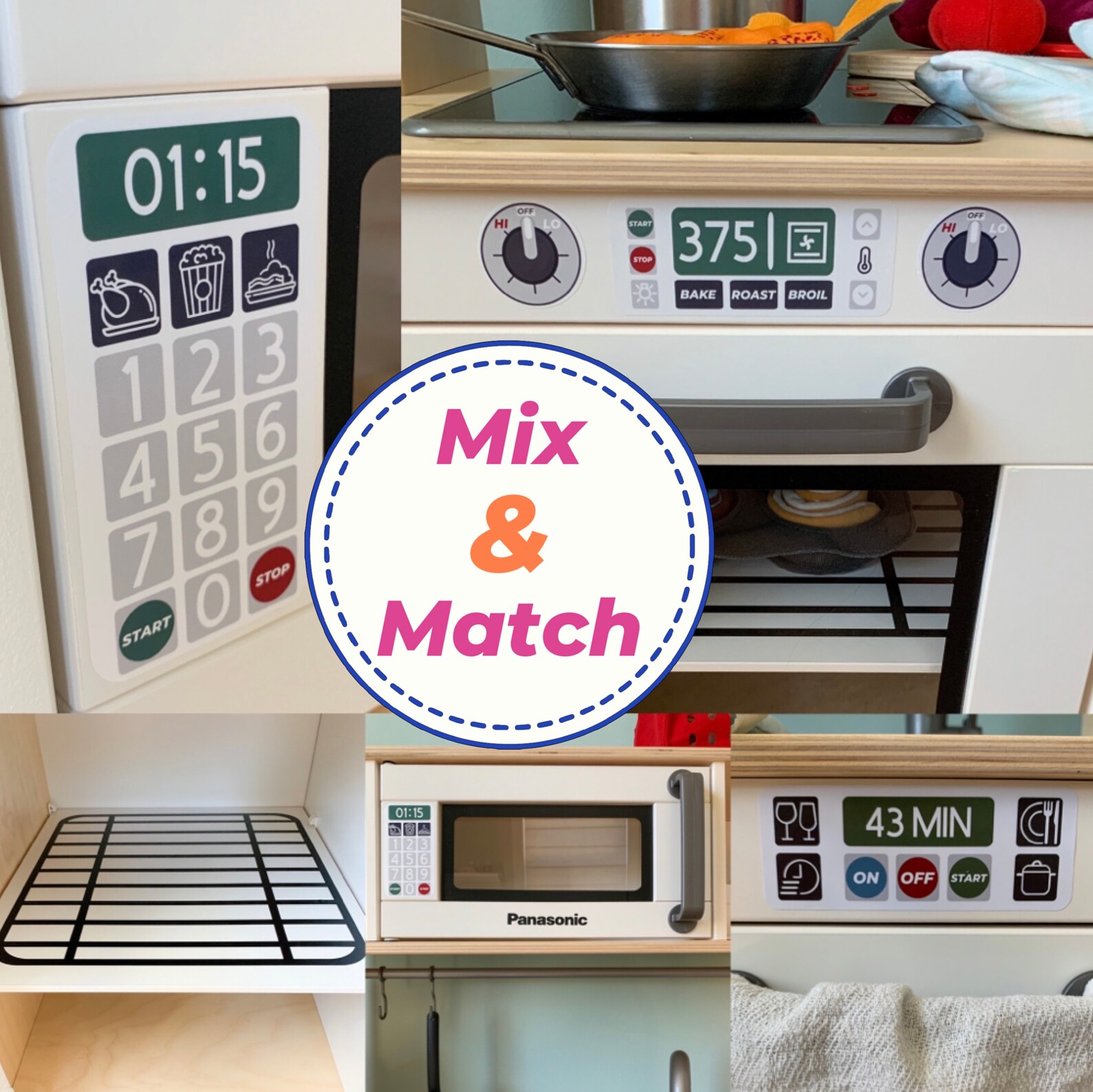 Play Kitchen Stickers Decal Set Mix and Match Fits on Ikea Etsy