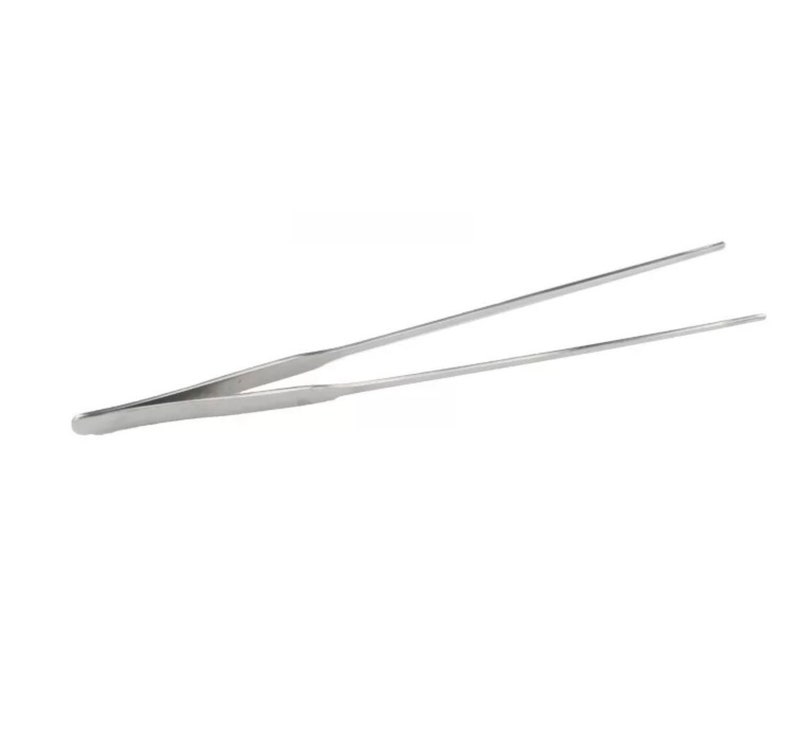 May include: A pair of silver-toned tweezers with a pointed tip.