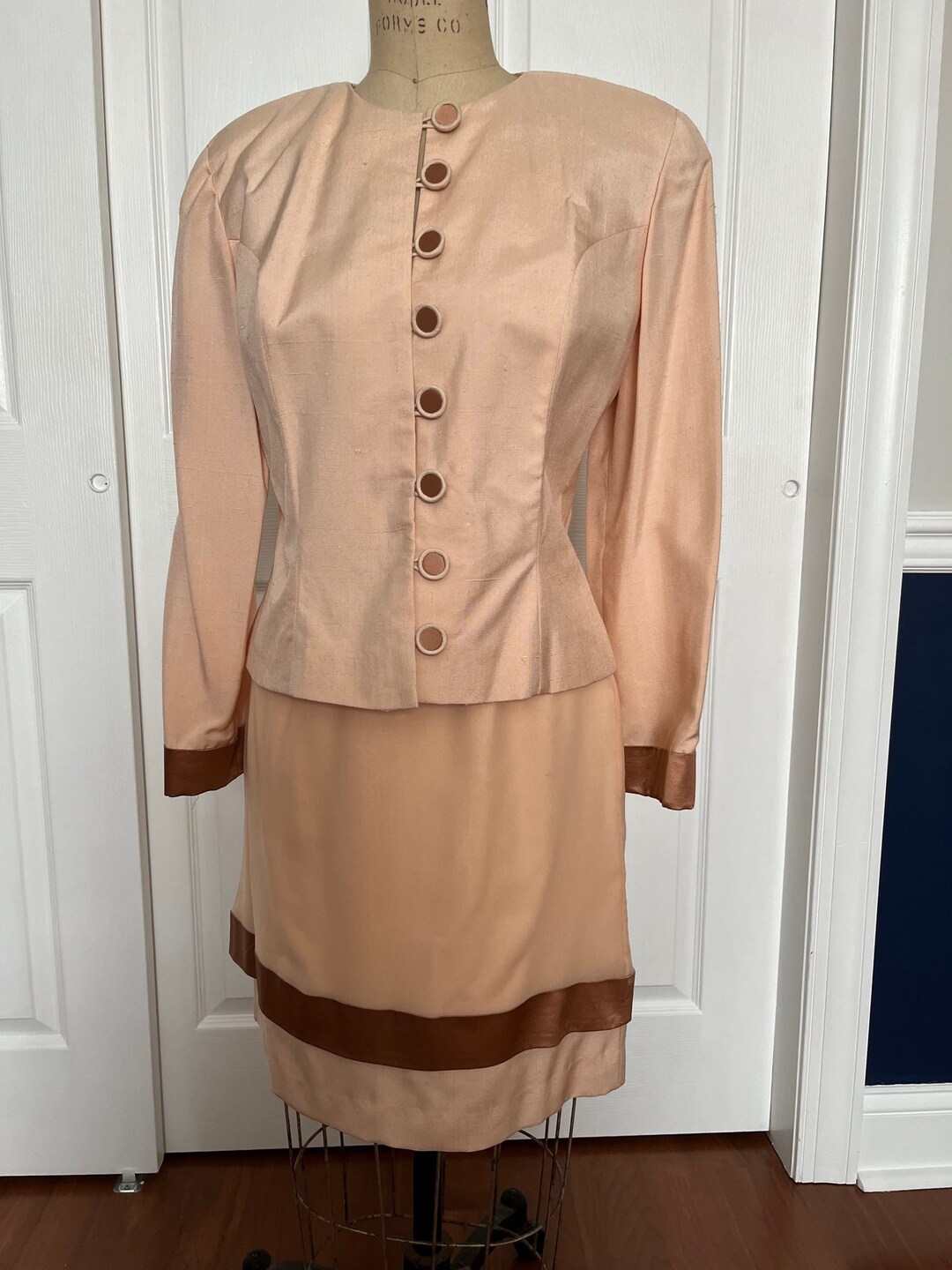 Unstitched Silk Dupioni Shantung Suit in Orange main image 1