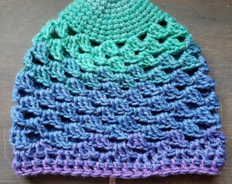 Custom Order Listing - Granny Square Stitch Skull Cap Beanie - Meditation Beanie - Snowy Moss Crochet
