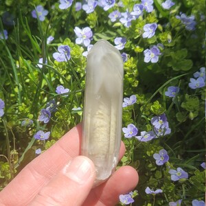 Phanton Dream Lemurian Quartz Aura Clearing and Grounding Snowy Moss Crochet image 1