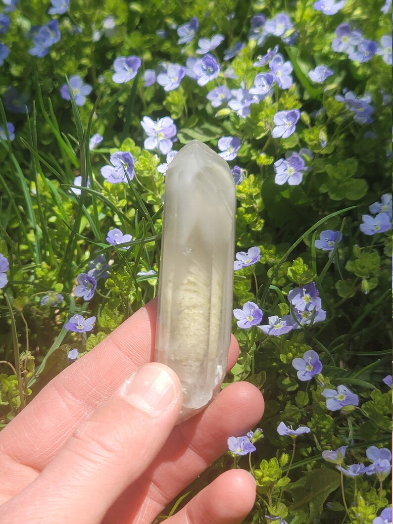 Phanton Dream Lemurian Quartz Aura Clearing and Grounding Snowy Moss Crochet image 1