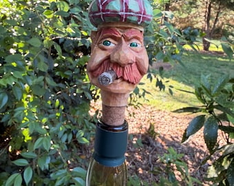 Hand Carved Scotsman Bottle Stopper