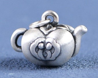 990 Sterling Silber Lucky Teekanne Halskette Anhänger, chinesische Teekanne Charme, Teekanne Silber Charm