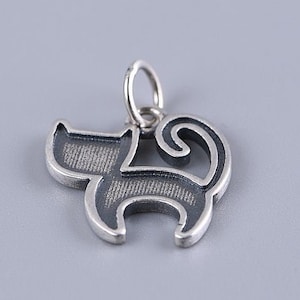 Sterling Silber kleine Katze Anhänger Charm,Silber Tier Charm,Süßes Kätzchen Charm,Katze Themen Geschenke,Charm An Aufhänger