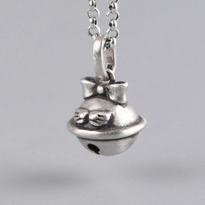 Sterling Silver Bell Charm,Vintage Bell Charm,Cat Bell Pendant,Silver Jingle Bells,Jingle Bell Charm,Jingle Cat Charm