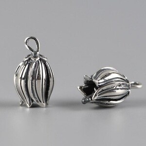 Sterling Silber Lotus Knospe Armband Charme, Lotus Blume Halsketten-Anhänger