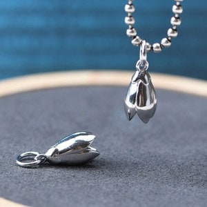 Sterling Silver Magnolia Flower Bracelet Charm, Flower Necklace Pendant