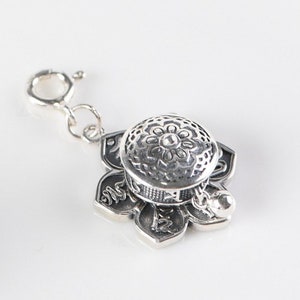 Sterling Silver Buddhist Amulet Pendant, Oṃ Maṇi Padme Hūṃ Buddha Charm