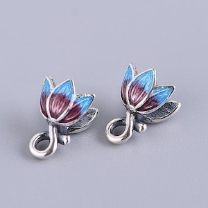 Sterling Silver Louts Flower Charm, Tiny Flower Charm, Flower Bracelet Charm, Floral Charm, Earring Charm, Jewelry Making, Gift For Her