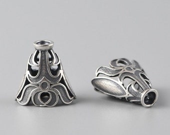 Sterling Silver Bead Caps, Pagoda Tassel Bead Caps, Kegels voor kralen, Bell Shaped Bead Caps, Hill Tribe Cone Bead Cap