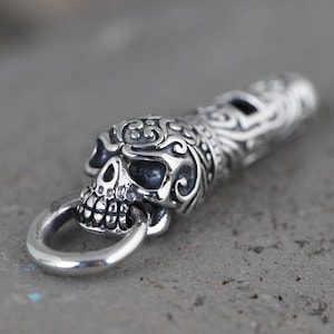 Sterling Silver Whistle Pendant Charm, Silver Skull Whistle, Skull Whistle Pendant, Skull Whistle Charm, Vintage Whistle,Aztec Death Whistle