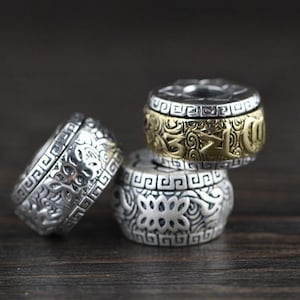 990 Sterling Silver Flat Beads, Six-Character Mantra Beads, Roundel Flat Bead, Spacer Beads, Necklace Beads, Beads For Jewelry