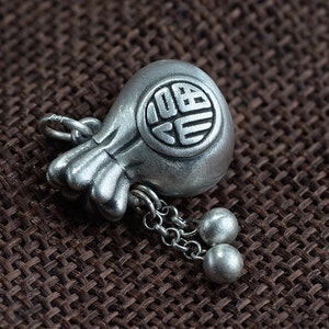 990 Sterling Silver Lucky Bag Necklace Pendant, Silver Bag Money Bag Charms, Good Fortune Charm, Lucky Bag Pendant, Necklace Charm