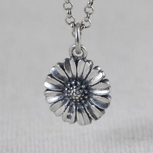 990 Sterling Silver Daisy Necklace Charm,Flower Necklace Pendant 21*14mm