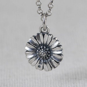 990 Sterling Silver Daisy Necklace Charm,Flower Necklace Pendant 21*14mm