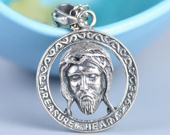 ヴィンテージ ビジュー スターリングシルバー 925 浮き彫り彫刻 イエス 