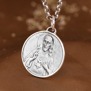 Sterling Silver Jesus Pendant Charm, Jesus Christ Pendant, Religious Pendant, Jesus Jewelry, Christian Jewelry, Jesus Medallion Pendant
