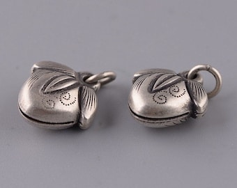 Sterling Silver Flower Bell Charm,Flower Bell Pendant,Jingle Bell Charm,Vintage Bell Charm,Silver Bell Charm (One Pcs)