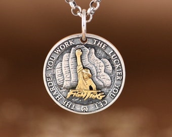 Sterling Silver Fighting Pendant Charm, Fighting Medal, Clover Pendant Charm, Strength Pendant, Encouragement Gift, Inspirational Gift