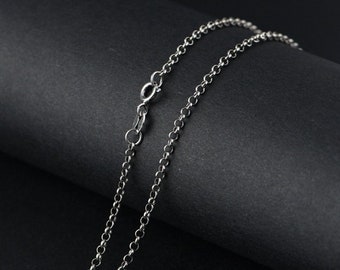 Sterling Silver Rolo Chain 2mm, Length 40-80cm 16-32inch, Vintage Necklace Chain