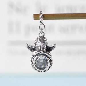 Sterling Silver Little Angel Necklace Pendant, Angel Baby Jewelry, Silver Angel Wing Charms