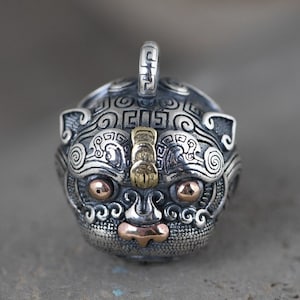 Sterling Silver Bell Pendant, Pixiu Bell Pendant, Silver Pixiu Bell Charm, Vintage Bell Pendant, Vintage Pixiu Charm, Pixiu Jewelry