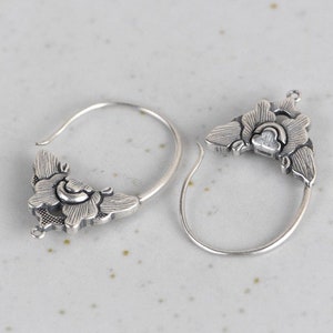 Sterling Silver Earring Findings, Silver Flower Earring Hooks