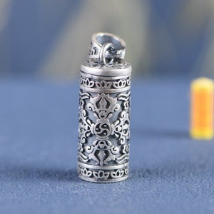 990 Sterling Silver Prayer Box Pendant, Wish Box Pendant, Locket Pendant, Tibetan Prayer Box, Secret Keeper Box, Mantra Jewelry image 1