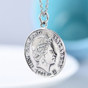 Sterling Silver Queen Elizabeth Pendant,Queen Elizabeth Coin,Elizabeth Coin Pendant,Elizabeth Charm,Elizabeth Necklace