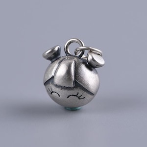 Sterling Silver Kawaii Doll Pendant Charm, Cartoon Doll Charm, Japanese Doll Charm