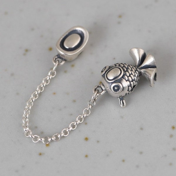 Sterling Silver Goldfish Charm,Silver Ingot Charm,Long Tassel Charm, Keychain Charm,Lucky Bracelet Charm