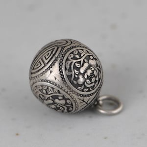 Sterling Silver Bell Pendant Charm, Peony Bell Necklace Pendant, Harmony Ball Bell, Bell Jewelry