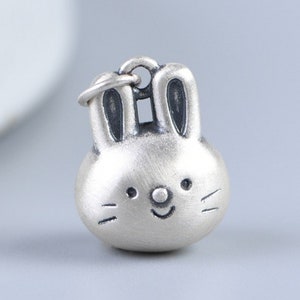 990 Sterling Silver White Rabbit Necklace Pendant, Silver Rabbit Zodiac Charm, Silver Animal Jewelry image 1