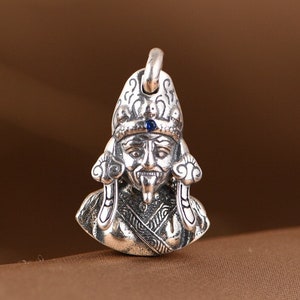Sterling Silver Zashi Lhamo Pendant: Tibetan Buddhist Amulet