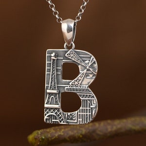 Sterling Silver Letter B Charm, B Initial Pendant, Letter B Pendant, Initial B Charm, Alphabet Charm, Alphabet Pendant, Letter Jewelry