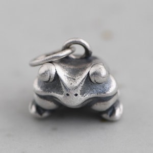Sterling Silver 3D Frog Necklace Pendant, Cute Frog Charm, Frog Animal Charm
