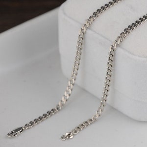 Sterling Silver Curb Chain 3mm, Length 50cm-75cm, Curb Chain Necklace, Thick Curb Chain