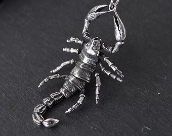 Collier pendentif scorpion en argent sterling, breloque pendentif scorpion, bijoux scorpion, pendentif insecte, bijoux insecte, bijoux gothiques