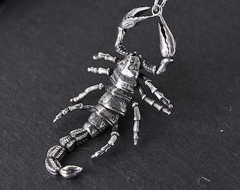 Sterling Silver Scorpion Necklace Pendant, Scorpion Pendant Charm, Scorpion Jewelry, Insect Pendant, Insect Jewelry, Gothic Jewelry