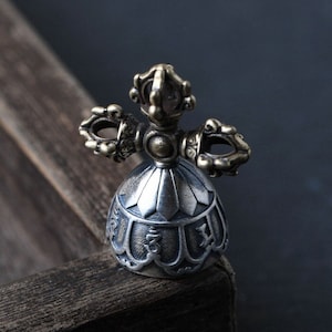 Sterling Silver Vajra Dorje Bell Charm, Vajra Bell Pendant, Buddhist Dorje Pendant, Tibetan Amulet