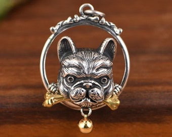 Sterling Silver Dog Pendant, French Bulldog Pendant, Dog Jewelry