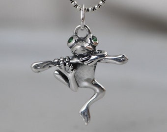 Sterling Silver Frog Necklace Pendant, Tiny Frog Charm, Toad Charms, Abalone Frog Pendant