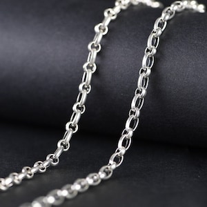 Sterling Silver Rolo Chain 4mm, Length 20-30inch, Vintage Chain Necklace, Belcher Chain, Link Chain Necklace