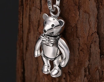 ヴィンテージ スターリングシルバー チャーム 関節式テディベア (C