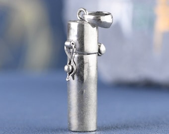 Colgante de caja de oración de plata esterlina, colgante de caja de deseos, colgante de medallón, caja de recuerdos, dije de caja de oración, colgante de pastillero, dije de medallón de plata