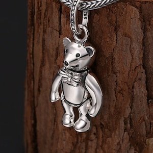 Sterling Silver Moving Bear Pendant, Teddy Bear Pendant, Little Bear Pendant, Cute Bear Pendant, Bear Jewelry, Animal Pendant