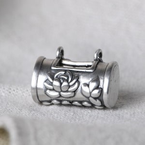 990 Sterling Silver Longevity Lock Necklace Pendant, Chinese Longevity Pendant, Small Chinese Horizontal Lock